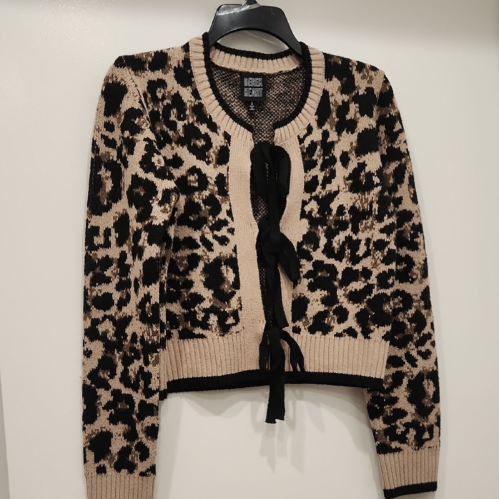 Derek Heart Black and Tan Animal Print Cardigan